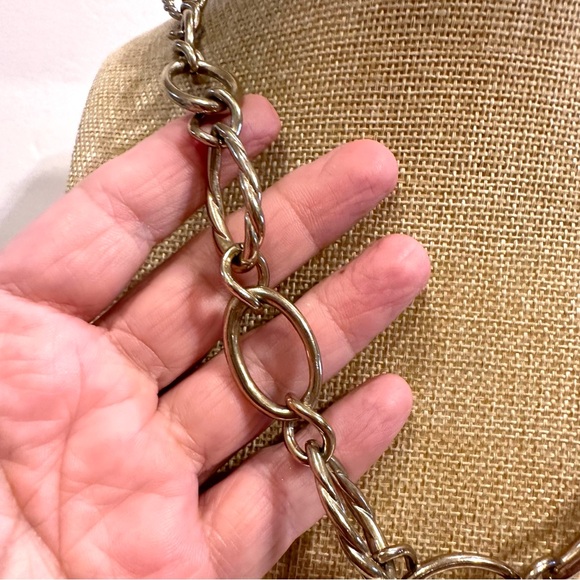 Monet necklace, gold tone open link chain- smooth & textured ( rope) - Picture 6 of 9